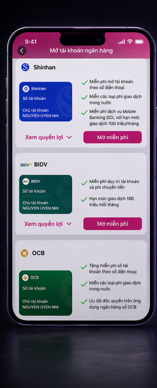Bank selection screen